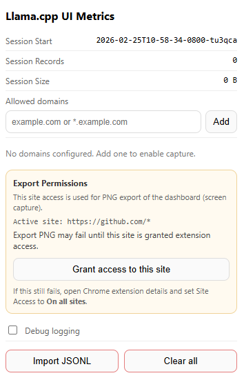 popup settings and session view